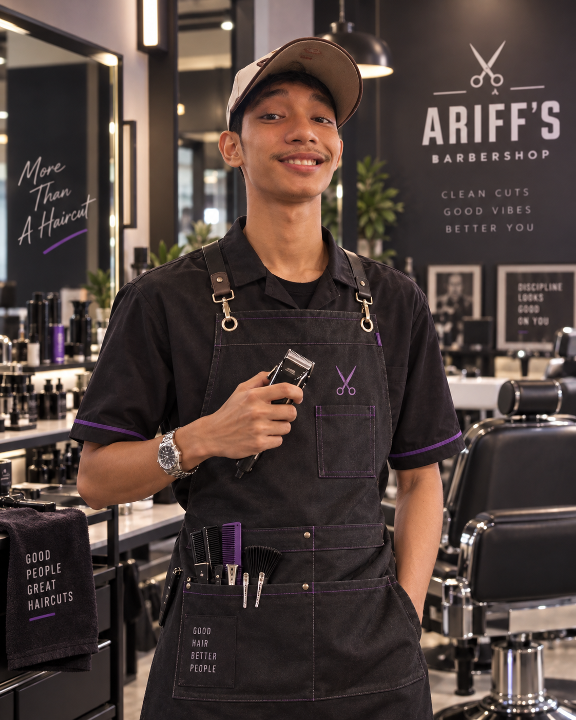 Arrif, barber in Singapore